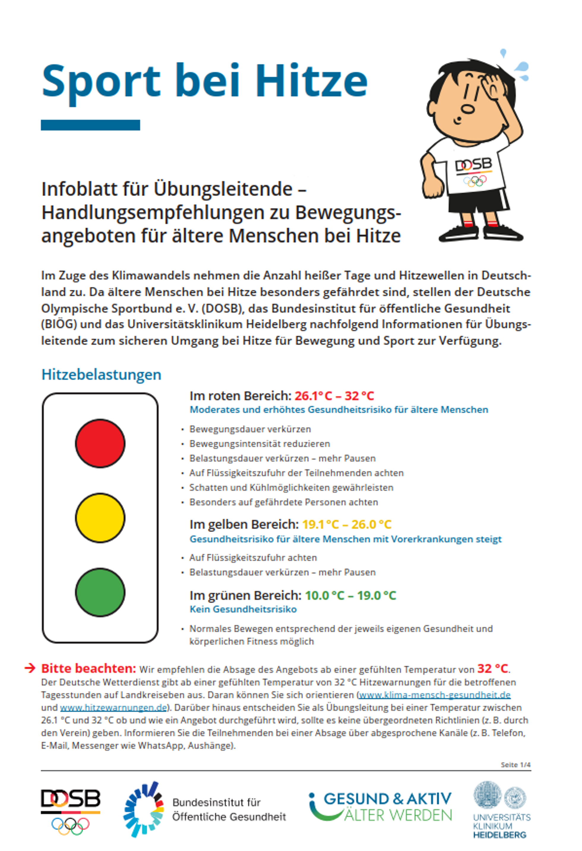 Cover Sport bei Hitze - Infoblatt für Übungsleitende